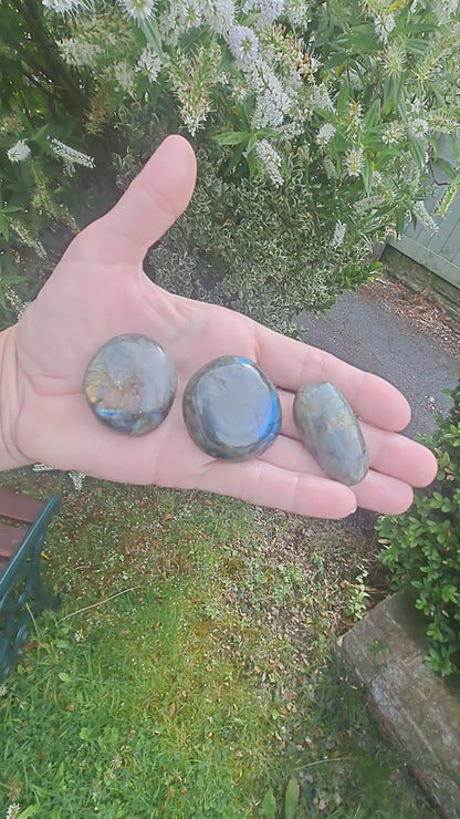 Gorgeous labrodite palm stones